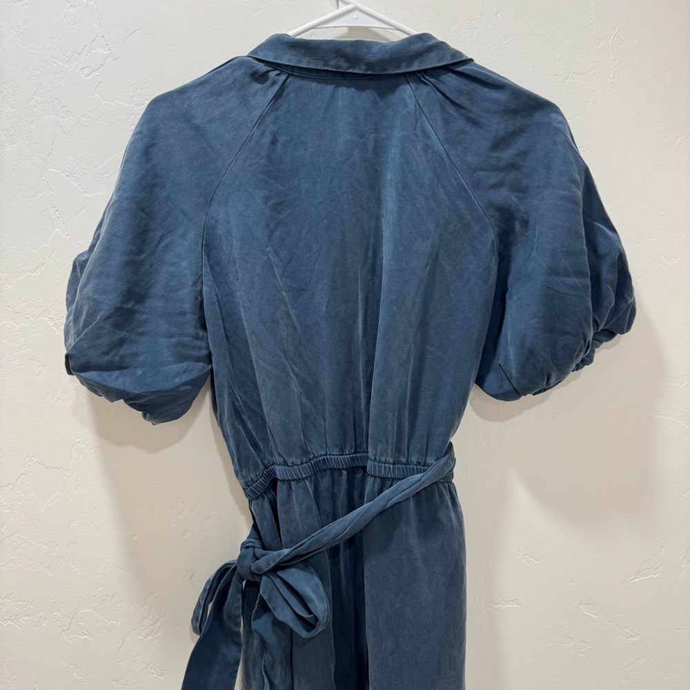 NWT J. Crew Drapey Belted Jumpsuit Blue Women's 6 Puff Sleeve Belted - Picture 11 of 15